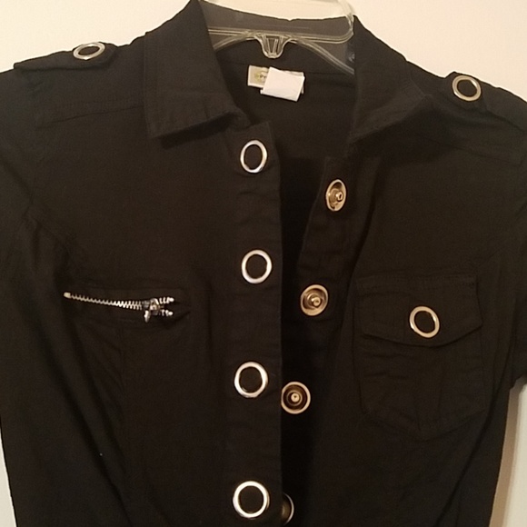 Black grommet blouse/jacket - Picture 2 of 4